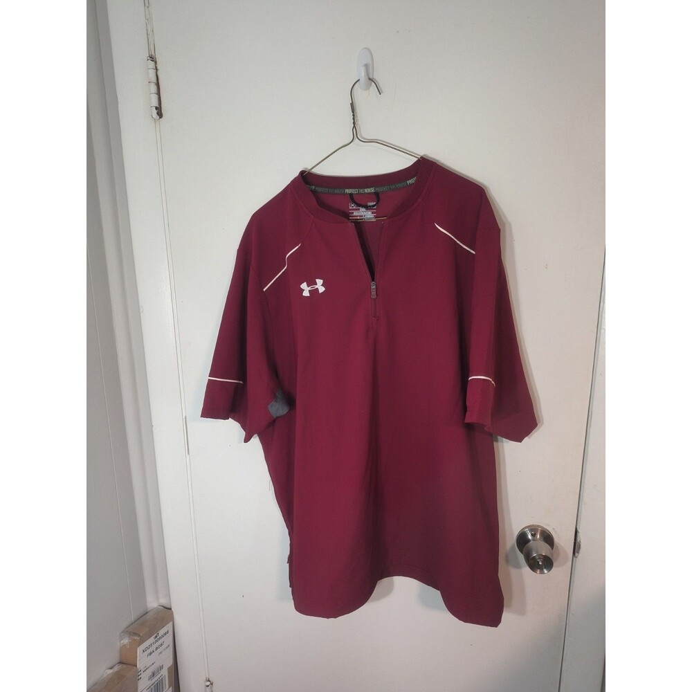 Under Armour Protect This  House Maroon 1/4 Zip Pullover Wind Breaker Crimson